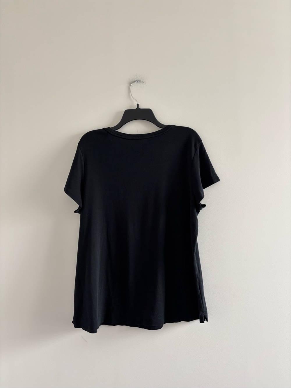 J. Jill Pima Cotton Tee T-Shirt Black Short Sleeve Womens XL Casual Minimalist - Picture 2 of 9
